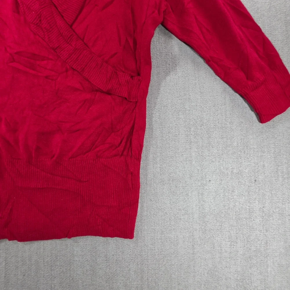 Byer California B-Wear Sweater Womens L Red Surplice Shawl Collar 3/4 Sleeve